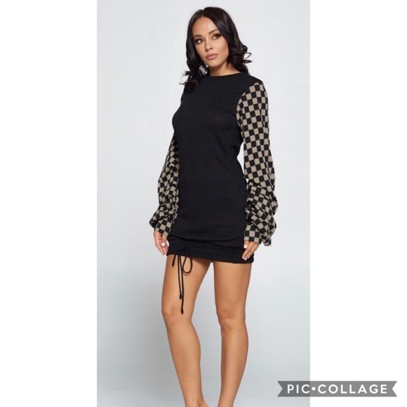 SALE! So Cute! Black Long Sweater w/Layered Sleeves - Picture 1 of 4